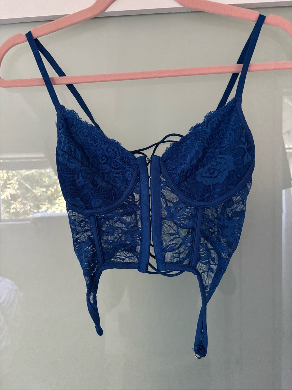 Blue Lace Bustier Corset Top